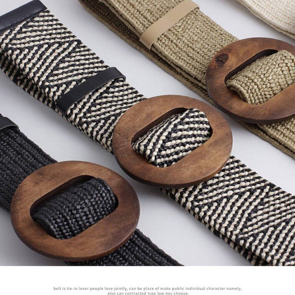 Round Buckle Adjustable Stretch Belt Fashion Waist Cinch Belt NWT